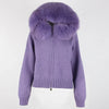 Coat Women Cardigan Natural Fox Fur Coat Women Real Mongolian Fur Knitwear Female Spring Autumn Hooded Knitted Fur Jacket