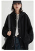 Women's Woolen Coat Loose Solid British Hooded Jackets Drawstring Mid-length Ladies Windbreaker Autumn Winter