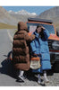 Long Thickened Down Cotton Bread Style Coat Women's Winter Outerwear Korean Loose Long Knee Length Solid Hooded Jacket