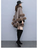 Autumn Winter Loose Casual Chic Bat Sleeve Coat Woolen Hooded Shawl Big Fur Collar Warm Cape Coat Women Outwear