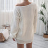 Sexy Wrap Hip Sweater Dresses Women Loose Korean Casual Knitted Dress Autumn Winter Lantern Sleeve Comfortable Female Short Gown