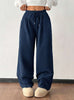 Women's Autumn/Winter Casual Corduroy Straight Loose Fit Solid Versatile Trouser