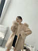 Woolen Coat Oversize Ladies Outerwear Winter Women Natural Fox Fur Collar Cuffs Jacket Hood Cashmere Wool