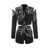 Hollow Out Patchwork Diamonds Blazers For Women Notched Collar Long Sleeve Spliced Button Temperament Blazer Female