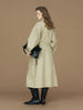 Womens British Trench Coat Contrast Cuff Stand Collar Heritage Workwear Style Pink Black Khaki Short Long Trench Coat