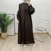 Wine Red Pleated Dress For Women Flower Sleeves Female Evening Party Elegant Clothing Ladies 2DB1827