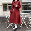 Art Mori Girls Long Dress Autumn Winter Basic Wear Retro Vintage Japan Style Doll Neck Cute Sweet Ribbon Bow Tie Corduroy Dress