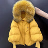 Winter Women's Casual Thickened Warm Knitted Sleeve Goose down Jacket Real Mink Collar Hooded