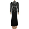 Temperament Elegant Party Diamond Pearl Long Bodycon Dress Women O Neck Long Sleeve Glitter Club Evening Black Sheath Maxi Dress