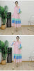 Striped Contrast Color Pleated Dress Women Lapel Flare Sleeves Single Breasted Loose Long Dresses Spring 2AA4365