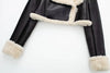 Women Faux Leather Thicken Short Jacket Vintage Front Zipper Lapel Long Sleeve Coat Winter Women Warm Casual Outerwear