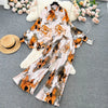 Europe and America Style Women's Spring Vintage Plaid Ruffled Shirt Long Pants Sets