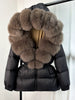 Lagabogy Winter Women Big Real Fox Fur Collar 90%White Duck Down Coat Female Streetwear Loose Hooded Warm Puffer Jacket