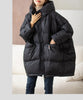 Lagabogy Winter Women White Duck Down Jacket Casual Loose Over Size Warm Parka Female Drawstring Hooded Puffer Coat