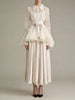 White Two Piece Set for Women Lapel Flare Sleeve Spliced Ruffles Lace Blouse High Waist Simpel Vest Dress Fairy Suit Female