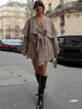 Shawl Collar Lace Up Trench Coats For Women Spring Chic Long Sleeve Windbreaker Jacket Lady High Street Outerwear