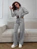 Women's Knit Zip Up Cardigan Wide Leg Pants Set Soft Fabric Cropped Elastic Waist Autumn Winter Sweater