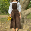 Retro Women's Corduroy Dress Square Neck Casual Medieval Dresses Vestidos Para Mujer