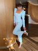 Elegant Woolen Top Pants Women Set Urban Long Sleeve Slash Neck Pleated Blouse Straight Trousers Autumn Winter Lady Suit