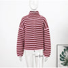 Knitted Stripe Zipper Jacket For Women Spring Chic Long Sleeve Sweater Coats Street Lady Casual Stand Collar Outerwear