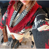 Geometric Printed Knitted Jackets For Women Autumn Long Sleeve Sweater Coats Single Breasted Lady Street Chic Tops