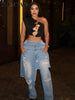 Denim Pants Women Retro Sexy Hole Hollow Out Jeans Ripped out Pencil Trousers Street loose High Waist Lady Pant