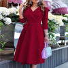 Women's V-neck Strap Waist Dress Mid-sleeve Women's Dress Temperament Commuter Women's Dress