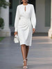 Elegant Woman Dress O Neck Hollow Out Long Sleeve Office Dress Women Slim A-Line Party Long Dresses
