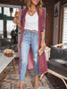 Women Solid Long Sleeve Velvet Jacket Lapel Collar Open Front Long Cardigan Coat With Pockets Fall Outerwear Maxi Duster