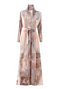 Niche Printed Windbreaker Women's Loose Oversized Long Sleeved Pleated Trench Cardigan Long Coat 2DB2481
