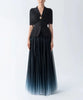 Spliced Button Two Piece Sets for Women V Neck Cape Sleeve Tunic Top High Waist Ombre Skirt Elegant Set Female