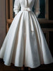 Women Elegant Shirt Dress Long Sleeve Stand Collar White Minimalist A-Line Pleated Wedding Guest Long Dresses with Blet