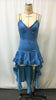 Women's Denim Retro Western Midi Flare Dress with Ruffle Skirt - Vintage Cowboy Style Fall, Stretch Comfort