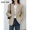 Retro Women Blazers Korean Casual Laple Loose Solid Office Lady Suit Jackets Female Clothing Spring Autumn