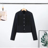 Frog Button Napoleon Short Jacket For Women Spring Stand Collar Cropped Coats Long Sleeve Street Outerwear