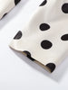 Elegant Dot Shirt Skirts Suit Women Long Puff Sleeve Button V-neck Jacket Mini Skirt Spring Chic 2 Pieces Set Lady