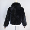 Lady 100% Natural Rex Rabbit Fur Coat Women Winter Thick Warm Real Rex Rabbit Fur Jacket With Quality Fox Fur Collar