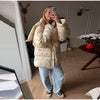 Women's Floral Print Hooded Puffer Jacket with Bow Decor Cute Oversized Winter Warm Coat Loose Casual Feminine Outerwear