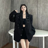 Korean High-Quality Women Blazer Autumn V-neck Loose Long Sleeve Temperament Casual Blazers Jackets Female Outerwear