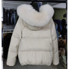 White Duck Down Jacket Winter Women Warm Loose Coat Natural Real Fox Fur Collar Thick Outerwear Parkas