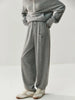 Women Cashmere Pants Autumn Winter Casual Loose Long Bloomers 100% Cashmere Knit Pants Chic Drawstring Pocket Cashmere Trousers
