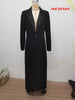 Women's Elegant Blazer Jacket Solid Black Slim Long Sleeve Extra-Long Splited Blazer Coat Female Formal Outerwear