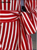 Women Striped Three Quarter Sleeve V-neck Midi A-line Dress Birthday Vacation Streetwear Vestidos Dresses