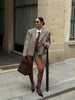 Women Plaid Shorts Set Lady Casual Lapel Long Sleeve Single-breasted Blazer Jacket Suit Vacation High Street Wear