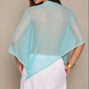 Women Sheer See-through Ponchos Asymmetrical Triangle Hem Blouse Lightweight Solid Color Mock Neck Loose Fit Cape Cover-up Tops
