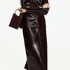Vintage Women Leather Sets Lapel Single Breasted Jacket Slim Fit Mini Skirt Retro Fashin Female Suit Lady Jacket Skirt Sets