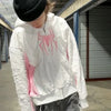 Gothic Dark Spider Print Hooded Cardigan Loose Sweater Jacket Women