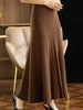 Women Autumn Winter Wool Skirt Long Pleated Skirt 100% Merino Wool Knitwear Grace Soft Dress Korean Style Skirt