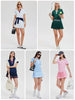 Women 2 Pieces Athletic Skirt Set Outfits V Neck Polo Shirts High Waisted Pleated Tennis Skirts Golf Pickball Dress