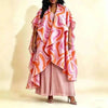 Gradient Print Women's Pleated Two Pieces Set Irregular Cape Overlay Maxi Dress And Wide Leg Pants 2DB7705